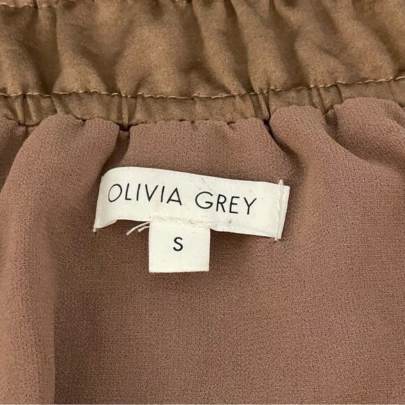 OLIVIA GREY Taupe Brown Gathered Bomber Jacket  Chic & Cozy  Size Small - Picture 8 of 11